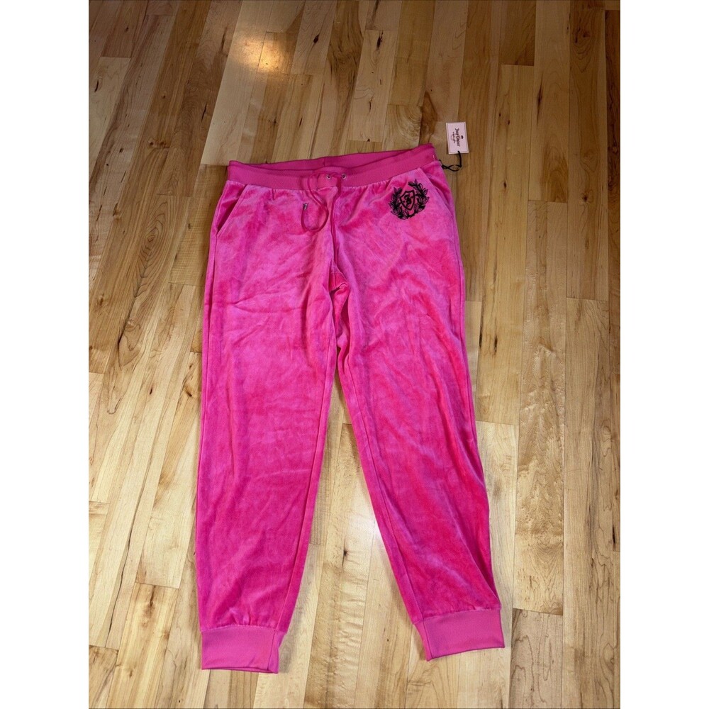 Juicy Couture Women’s Velour Jogger Pants Athleisure Pullon Elastic Hot Pink  XL